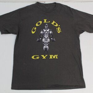 Vintage Golds Gym Shirt Mens Medium Gray Tshirt Workout lifting World